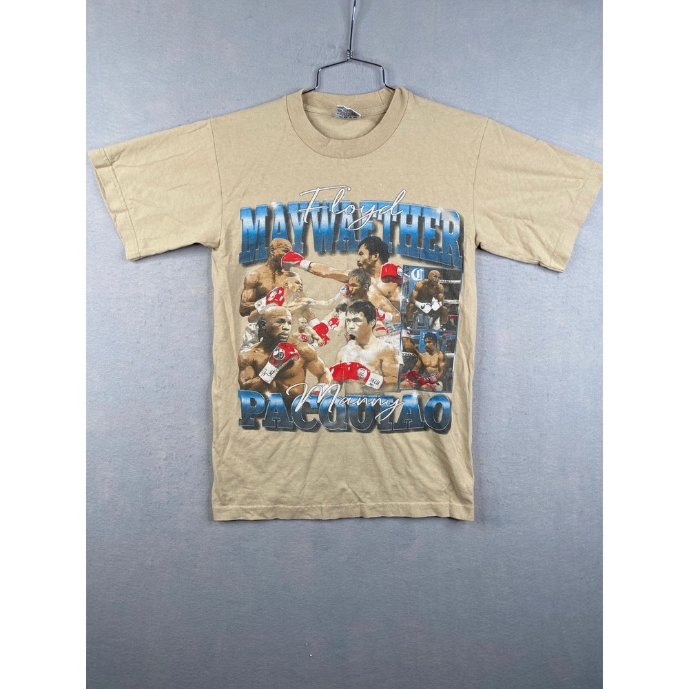 Floyd Mayweather vs Manny Pacquiao Boxing Graphic T-Shirt Tan Pro Athletic Small